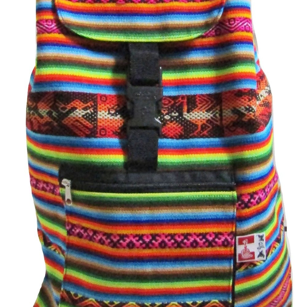NWOT Peru Outdoor Picnic Colorful Wool Backpack Bag Multi Color
